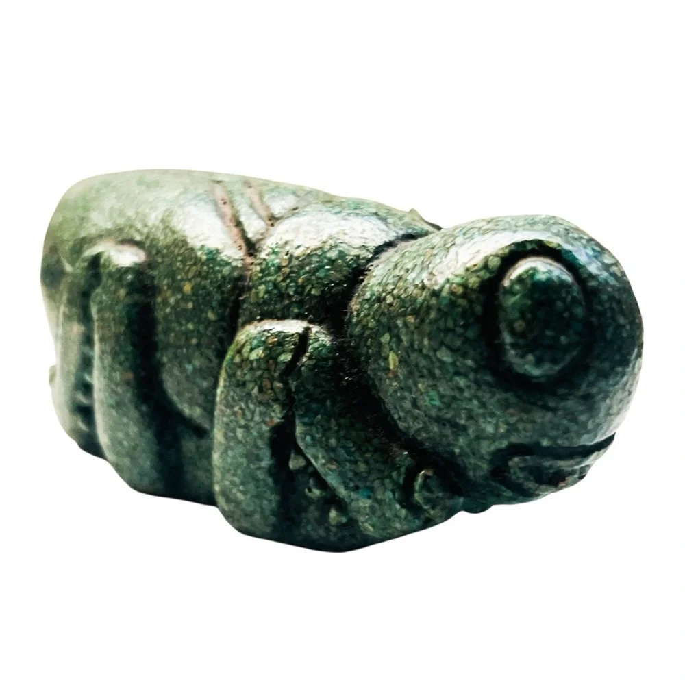Vintage Crushed Green Stone Locust Grasshopper Paperweight Figurine